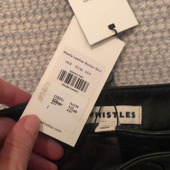 New with tags Whistles leather mini skirt size small - Picture 5 of 7